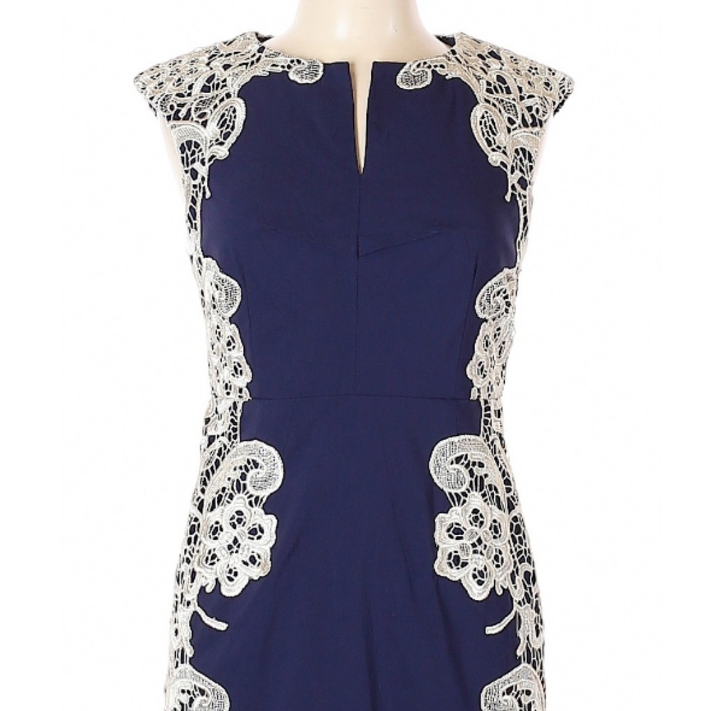 NWT Paper Dolls Navy Cocktail Dress w/ Lace Detail - Picture 2 of 3